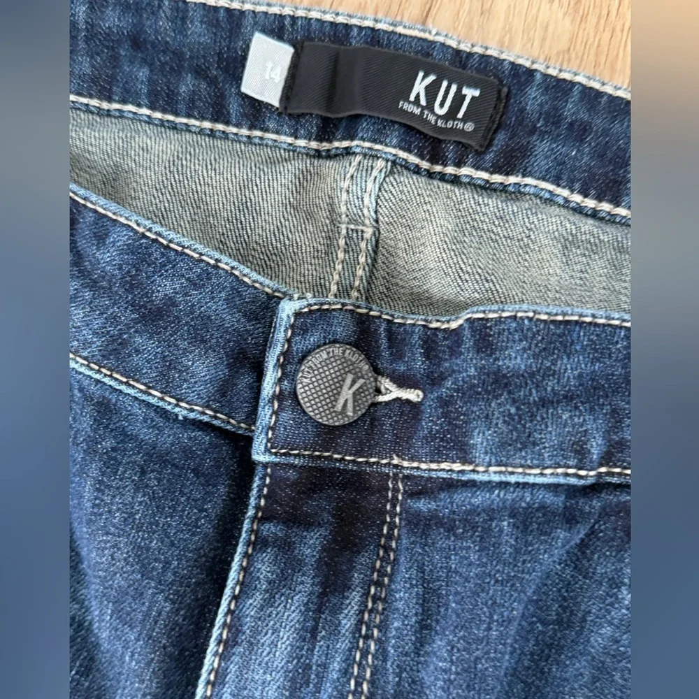 KUT From The Kloth Flare Jeans Dark Wash Mid Rise Size 14